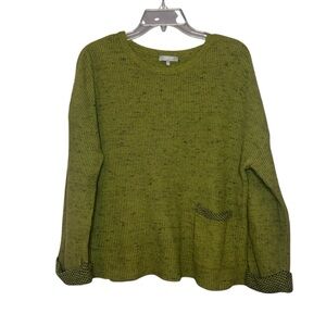 Habitat Green Textured Knit Top Small Cotton Pocket Sweater